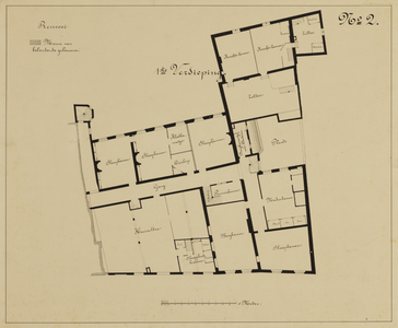 216273 Plattegrond van de eerste verdieping van het huis Beuckenburch (Kromme Nieuwegracht F 381) te Utrecht; met ...